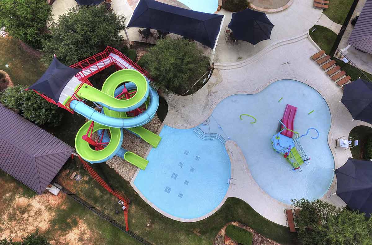 commercial pool aerial view