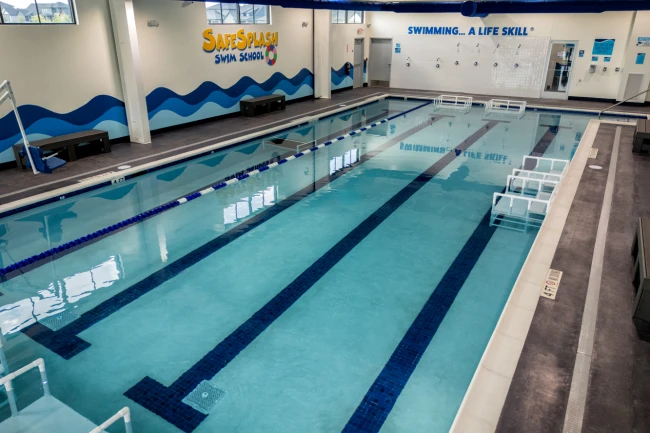 Custom commercial pool deck and swim lanes in Cypress Texas